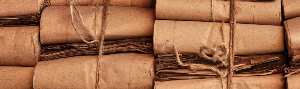 rolls of hemp paper made with cannabis sativa plant fibers stacked